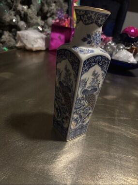 Blue and White Porcelain Peacock Vase - Classic Home Accents